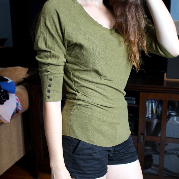 LOFT Tops - Loft Olive Green 3/4 Sleeve Shirt